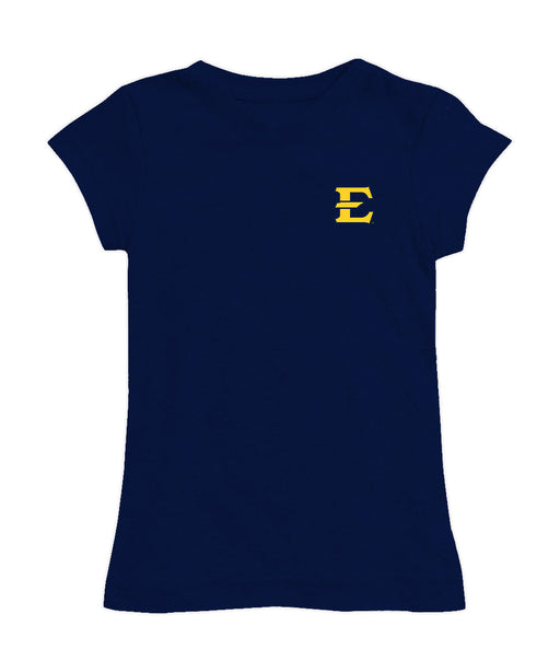 East Tennessee Buccaneers Hand Sketched Vive La Fete Impressions Artwork Navy Girls Cotton Short Sleeve Tee