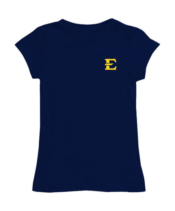 East Tennessee Buccaneers Hand Sketched Vive La Fete Impressions Artwork Navy Girls Cotton Short Sleeve Tee