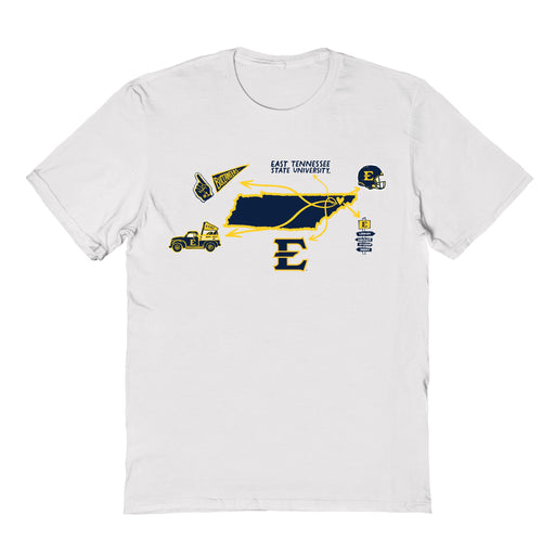 East Tennessee Buccaneers Hand Sketched Vive La Fete Impressions Icones Kids White T-shirt