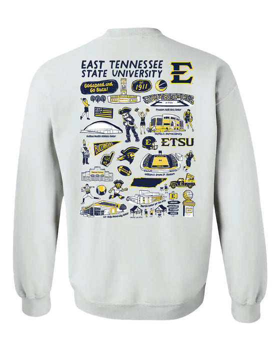 East Tennessee Buccaneers Hand Sketched Artwork Navy Crewneck Sweatshirt for Women - Vive La Fête - Online Apparel Store