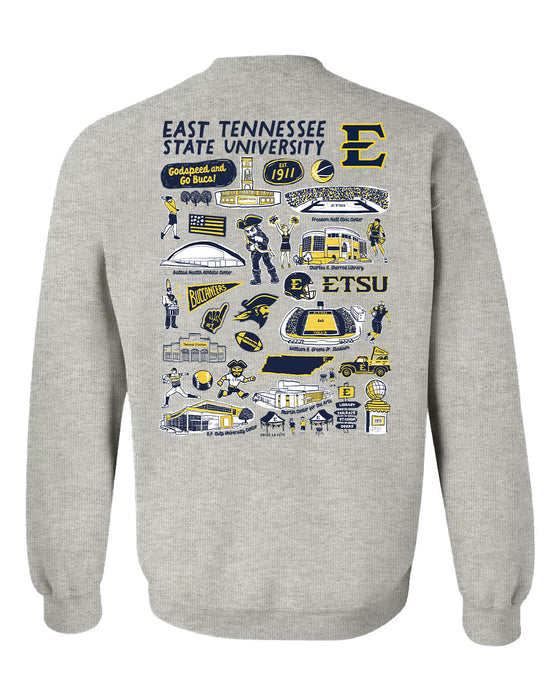 East Tennessee Buccaneers Hand Sketched Artwork Navy Crewneck Sweatshirt for Women - Vive La Fête - Online Apparel Store
