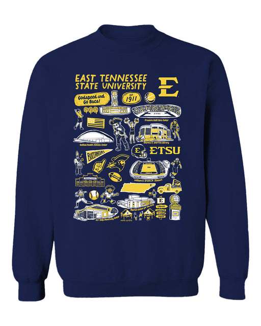 East Tennessee Buccaneers Vive La Fete Impressions Navy Cotton Crewneck Sweatshirt for Women