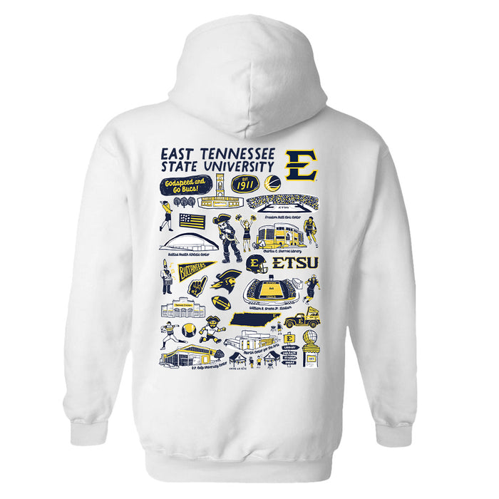East Tennessee Buccaneers Hand Sketched Artwork Cotton Fleece Women Hoodie - Vive La Fête - Online Apparel Store