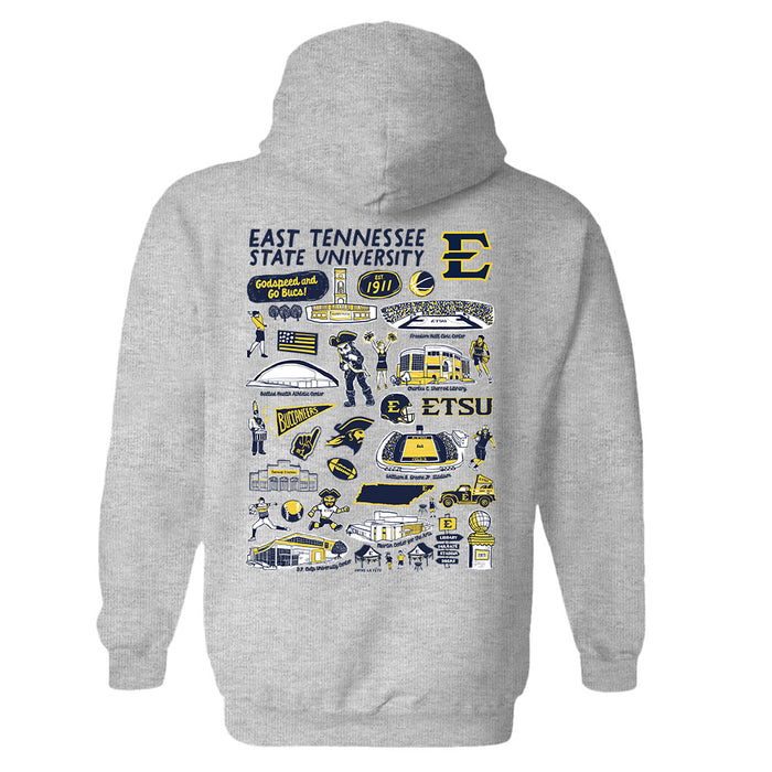 East Tennessee Buccaneers Hand Sketched Artwork Cotton Fleece Women Hoodie - Vive La Fête - Online Apparel Store