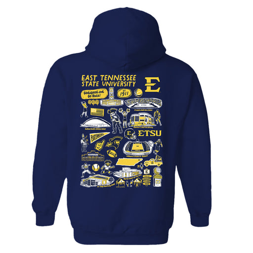 East Tennessee Buccaneers Hand Sketched Artwork Cotton Fleece Women Hoodie - Vive La Fête - Online Apparel Store