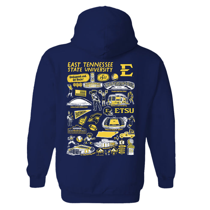East Tennessee Buccaneers Hand Sketched Artwork Cotton Fleece Women Hoodie - Vive La Fête - Online Apparel Store