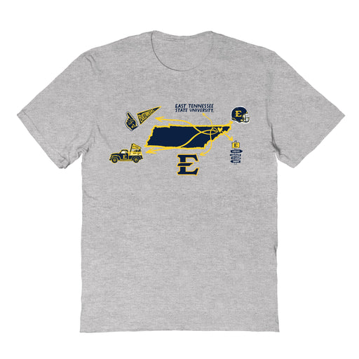 East Tennessee Buccaneers Hand Sketched Vive La Fete Impressions Icones Grey T-shirt for Women