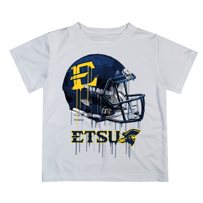 East Tennessee Buccaneers Original Dripping Football Helmet White T-Shirt by Vive La Fete - Vive La Fête - Online Apparel Store