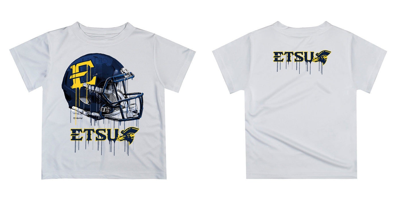 East Tennessee Buccaneers Original Dripping Football Helmet White T-Shirt by Vive La Fete - Vive La Fête - Online Apparel Store