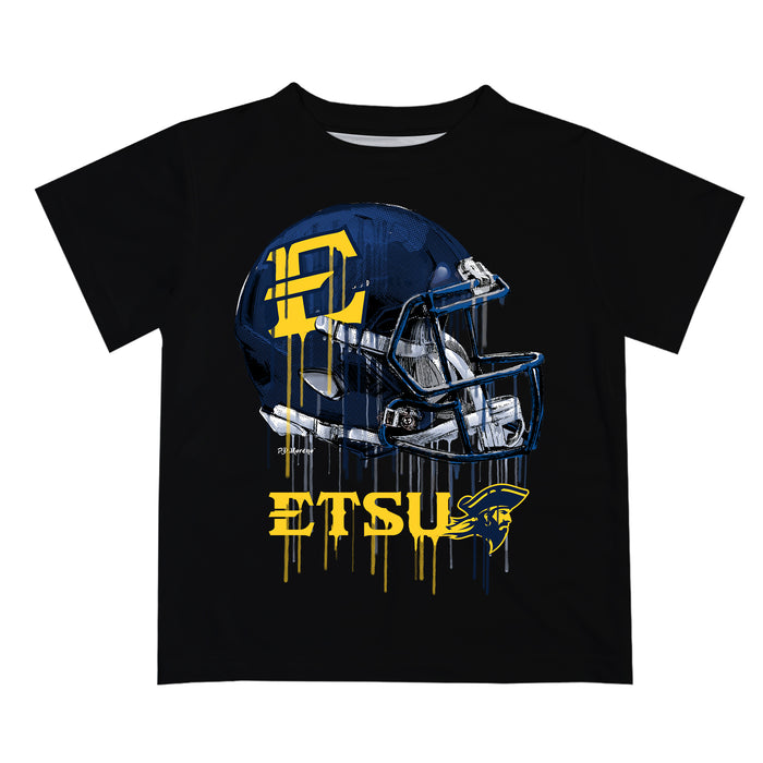 East Tennessee Buccaneers Original Dripping Football Helmet Black T-Shirt by Vive La Fete - Vive La Fête - Online Apparel Store
