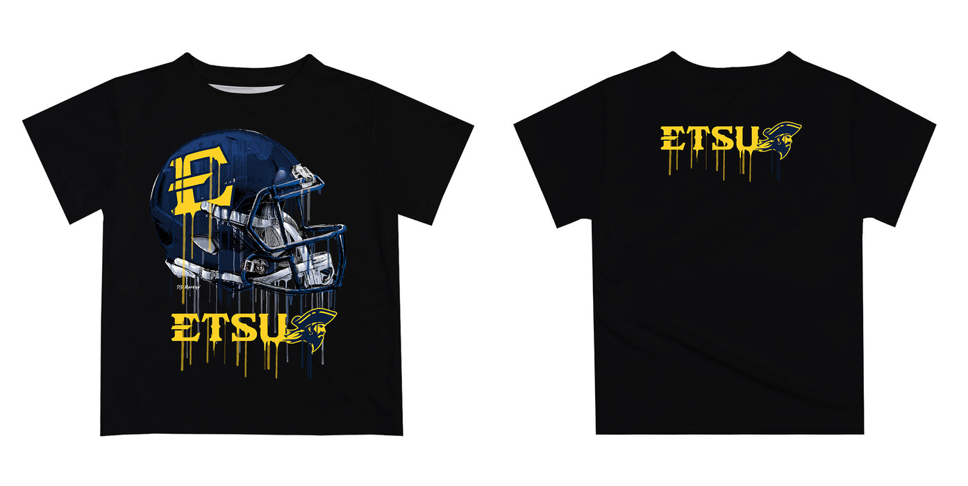East Tennessee Buccaneers Original Dripping Football Helmet Black T-Shirt by Vive La Fete - Vive La Fête - Online Apparel Store