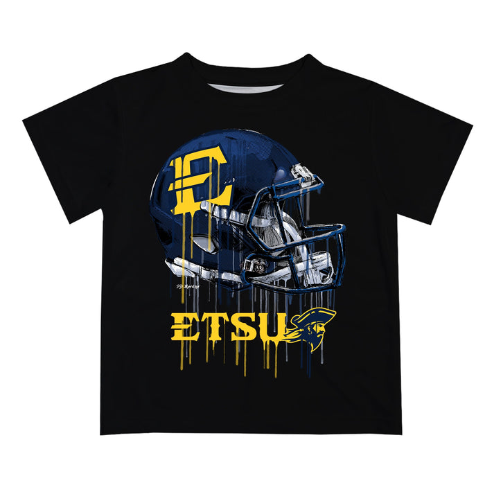 East Tennessee Buccaneers Original Dripping Football Helmet Black T-Shirt by Vive La Fete - Vive La Fête - Online Apparel Store
