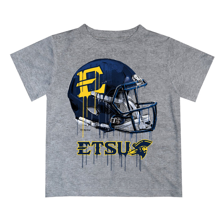 East Tennessee Buccaneers Original Dripping Football Helmet Heather Gray T-Shirt by Vive La Fete - Vive La Fête - Online Apparel Store