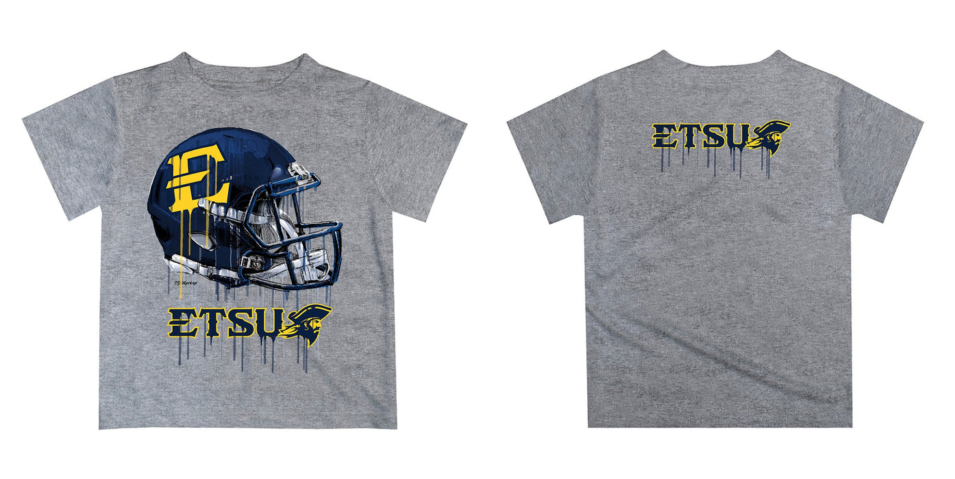East Tennessee Buccaneers Original Dripping Football Helmet Heather Gray T-Shirt by Vive La Fete - Vive La Fête - Online Apparel Store