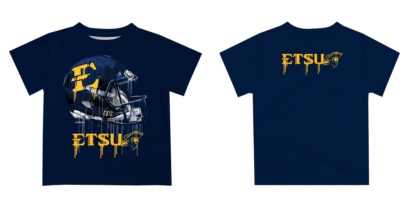 East Tennessee Buccaneers Original Dripping Football Helmet Navy T-Shirt by Vive La Fete - Vive La Fête - Online Apparel Store