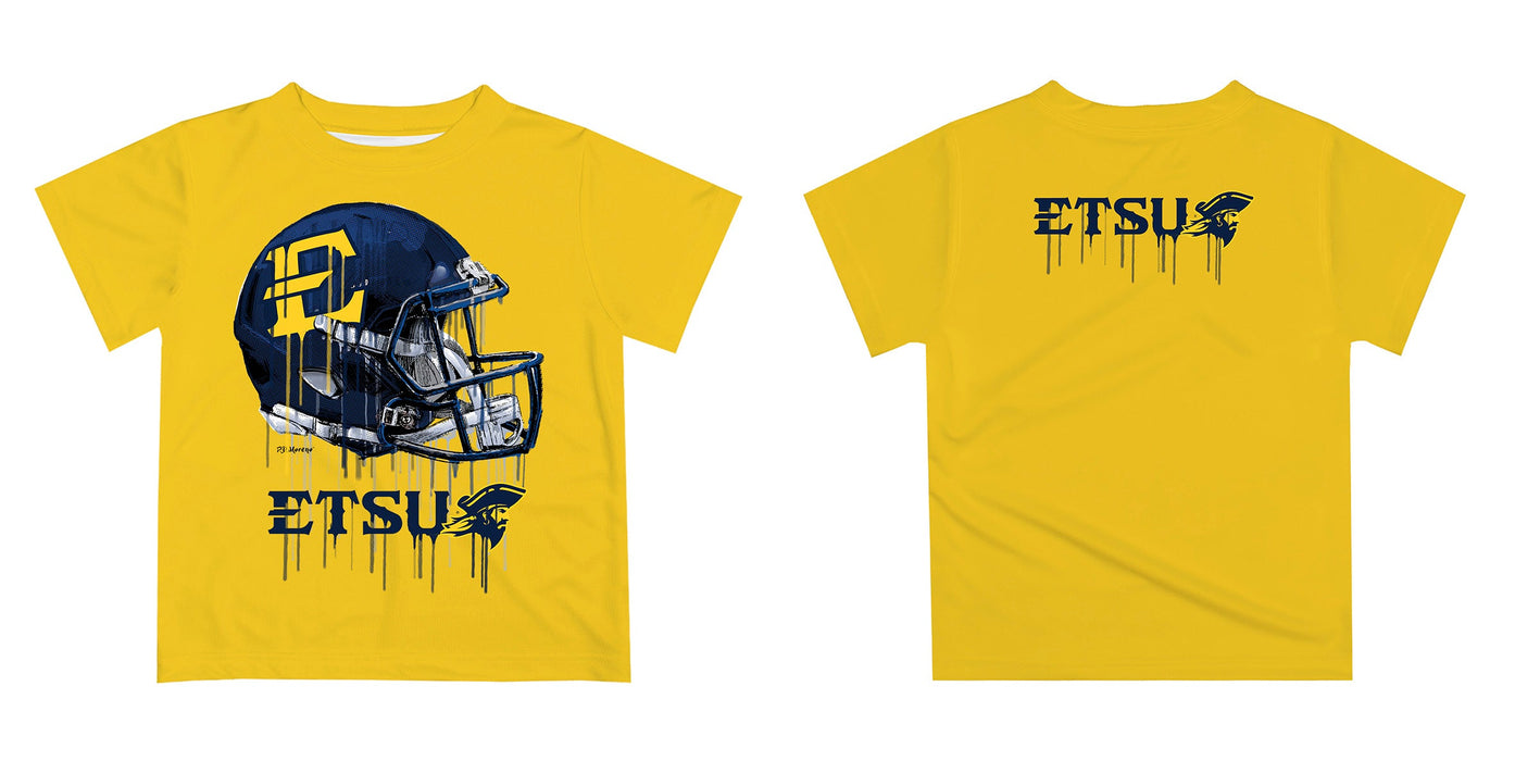 East Tennessee Buccaneers Original Dripping Football Helmet Yellow T-Shirt by Vive La Fete - Vive La Fête - Online Apparel Store