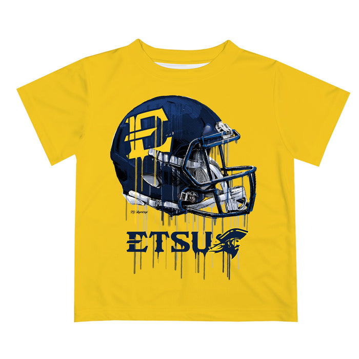 East Tennessee Buccaneers Original Dripping Football Helmet Yellow T-Shirt by Vive La Fete - Vive La Fête - Online Apparel Store