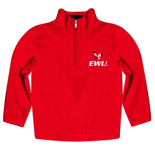 Eastern Washington University Eagles EWU Vive La Fete Game Day Solid Red Quarter Zip Pullover Sleeves