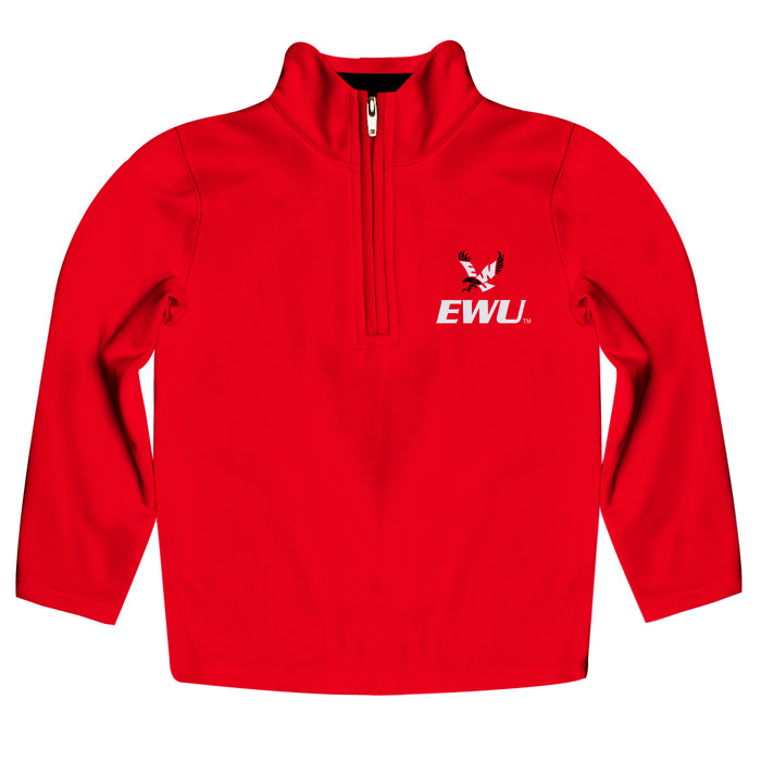 Eastern Washington University Eagles EWU Vive La Fete Game Day Solid Red Quarter Zip Pullover Sleeves