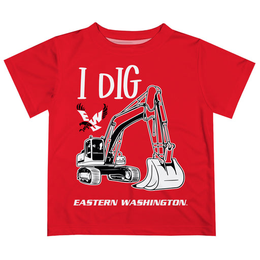 Eastern Washington University Eagles EWU Vive La Fete Excavator Boys Game Day Red Short Sleeve Tee