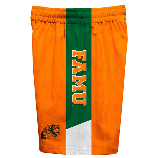 Florida A&M Rattlers Vive La Fete Game Day Orange Stripes Boys Solid Green Athletic Mesh Short - Vive La Fête - Online Apparel Store