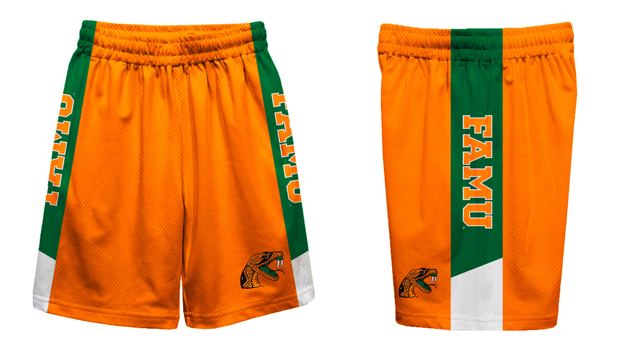 Florida A&M Rattlers Vive La Fete Game Day Orange Stripes Boys Solid Green Athletic Mesh Short - Vive La Fête - Online Apparel Store