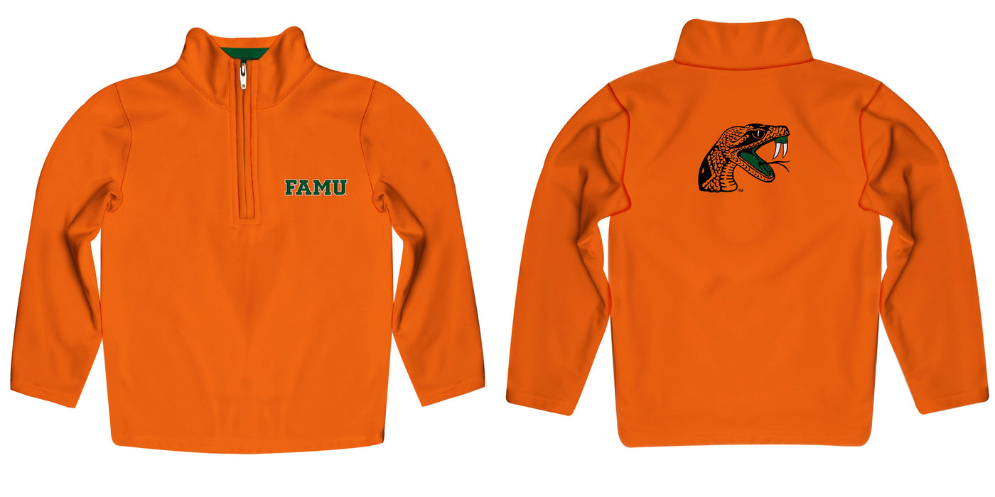 Florida A&M University Rattlers Vive La Fete Game Day Solid Orange Quarter Zip Pullover Sleeves - Vive La Fête - Online Apparel Store