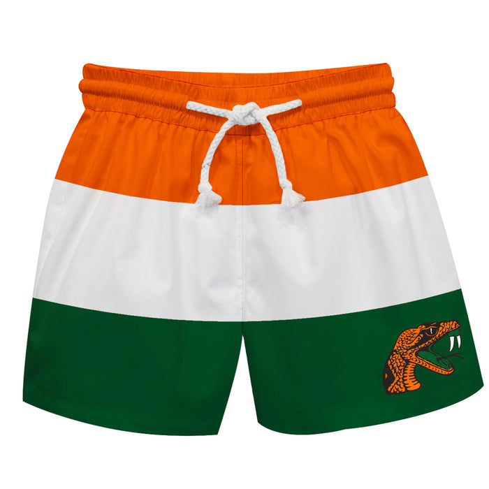Florida A&M University Rattlers Vive La Fete Orange Stripes Swimtrunks V1