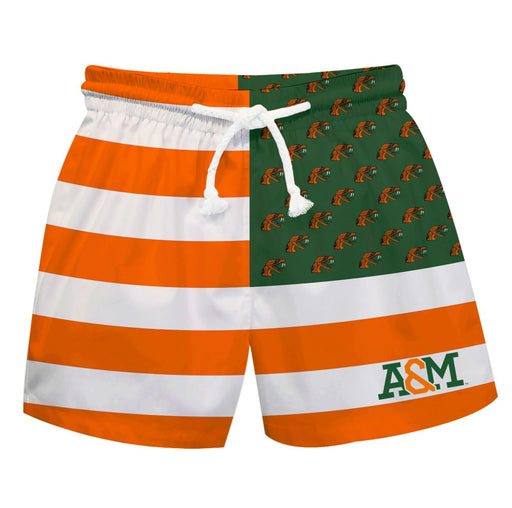 Florida A&M University Rattlers Vive La Fete Game Day Orange Flag Swimtrunks V1