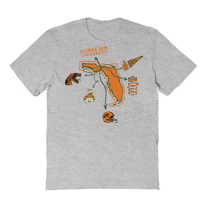 Florida A&M Rattlers Hand Sketched Vive La Fete Impressions Icones Kids Grey T-shirt