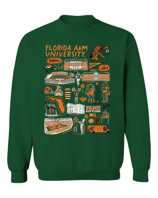 Florida A&M Rattlers Vive La Fete Impressions Green Cotton Crewneck Sweatshirt for Women