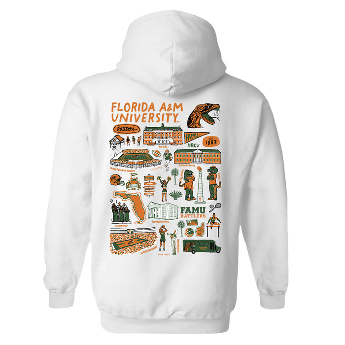 Florida A&M University Rattlers Hand Sketched Artwork Cotton Fleece Women Hoodie - Vive La Fête - Online Apparel Store