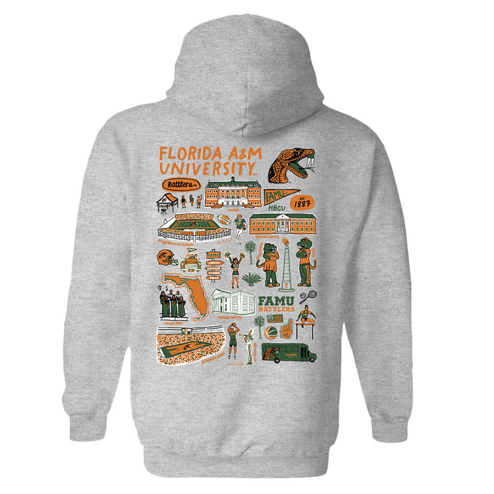 Florida A&M University Rattlers Hand Sketched Artwork Cotton Fleece Women Hoodie - Vive La Fête - Online Apparel Store