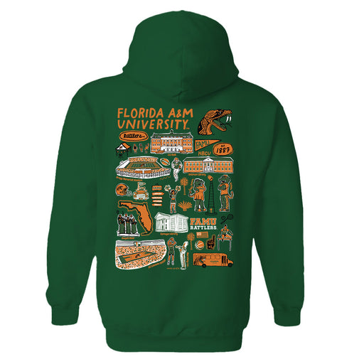 Florida A&M University Rattlers Hand Sketched Artwork Cotton Fleece Women Hoodie - Vive La Fête - Online Apparel Store