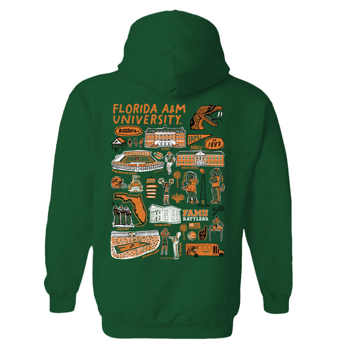 Florida A&M University Rattlers Hand Sketched Artwork Cotton Fleece Women Hoodie - Vive La Fête - Online Apparel Store
