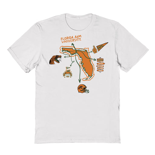 Florida A&M Rattlers Hand Sketched Vive La Fete Impressions Icones White T-shirt for Women