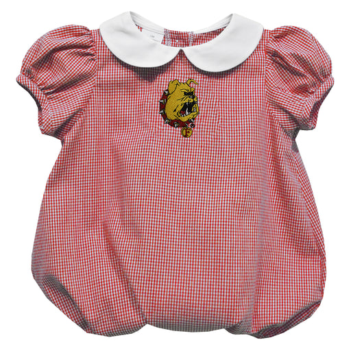 Ferris State University Bulldogs Embroidered Red Cardinal Girls Baby Bubble Short Sleeve