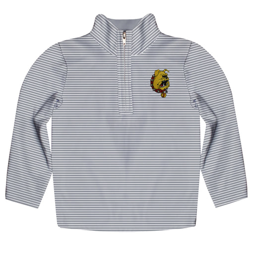 Ferris State University Bulldogs Embroidered Womens Gray Stripes Quarter Zip Pullover
