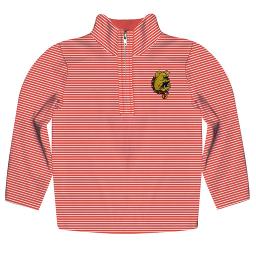 Ferris State University Bulldogs Embroidered Womens Red Cardinal Stripes Quarter Zip Pullover