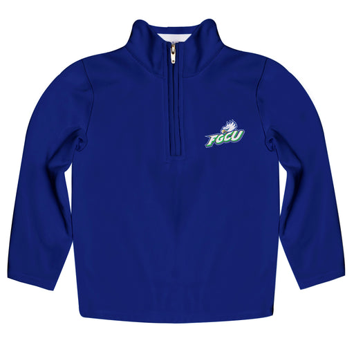 Florida Gulf Coast Eagles Vive La Fete Game Day Solid Blue Quarter Zip Pullover Sleeves