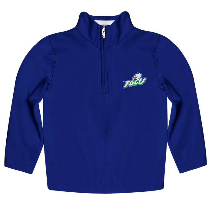 Florida Gulf Coast Eagles Vive La Fete Game Day Solid Blue Quarter Zip Pullover Sleeves