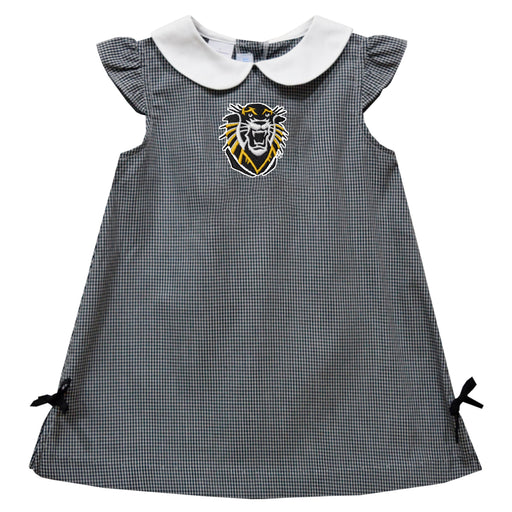 Fort Hays State University Tigers FHSU Embroidered Black Gingham A Line Dress