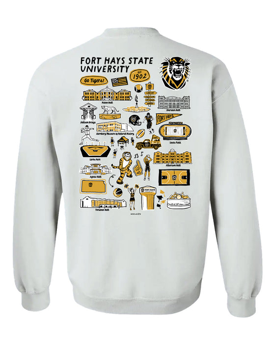 Fort Hays State University Tigers FHSU Hand Sketched Vive La Fete Impressions Artwork Black Crew Neck Sweatshirt for Wom - Vive La Fête - Online Apparel Store