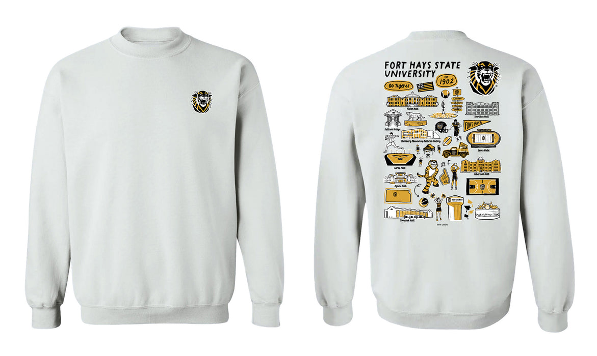 Fort Hays State University Tigers FHSU Hand Sketched Vive La Fete Impressions Artwork Black Crew Neck Sweatshirt for Wom - Vive La Fête - Online Apparel Store