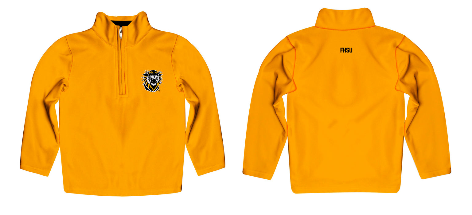 Fort Hays State Tigers Vive La Fete Logo and Mascot Name Womens Gold Quarter Zip Pullover - Vive La Fête - Online Apparel Store
