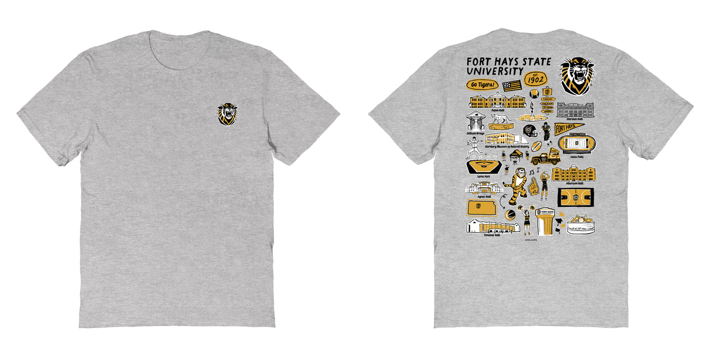 FHSU Tigers Vive La Fete Impressions Artwork Black Womens Cotton Tshirt - Vive La Fête - Online Apparel Store