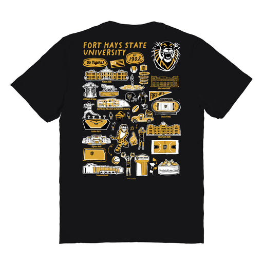 FHSU Tigers Vive La Fete Impressions Artwork Black Womens Cotton Tshirt - Vive La Fête - Online Apparel Store