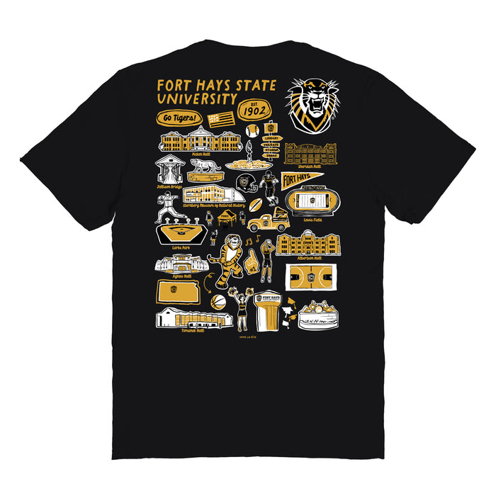 FHSU Tigers Vive La Fete Impressions Artwork Black Womens Cotton Tshirt - Vive La Fête - Online Apparel Store