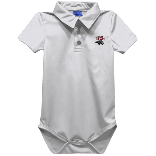 Florida Tech Panthers Embroidered White Solid Knit Boys Polo Bodysuit