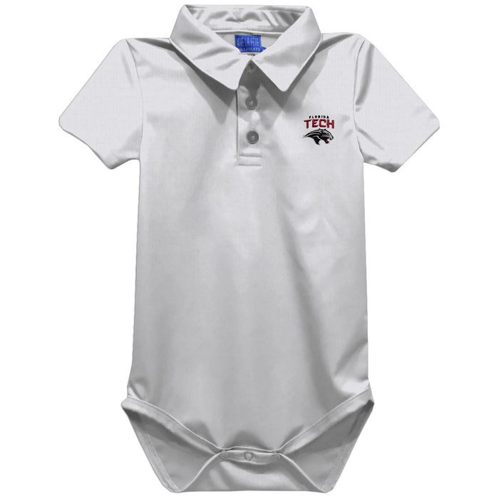 Florida Tech Panthers Embroidered White Solid Knit Boys Polo Bodysuit